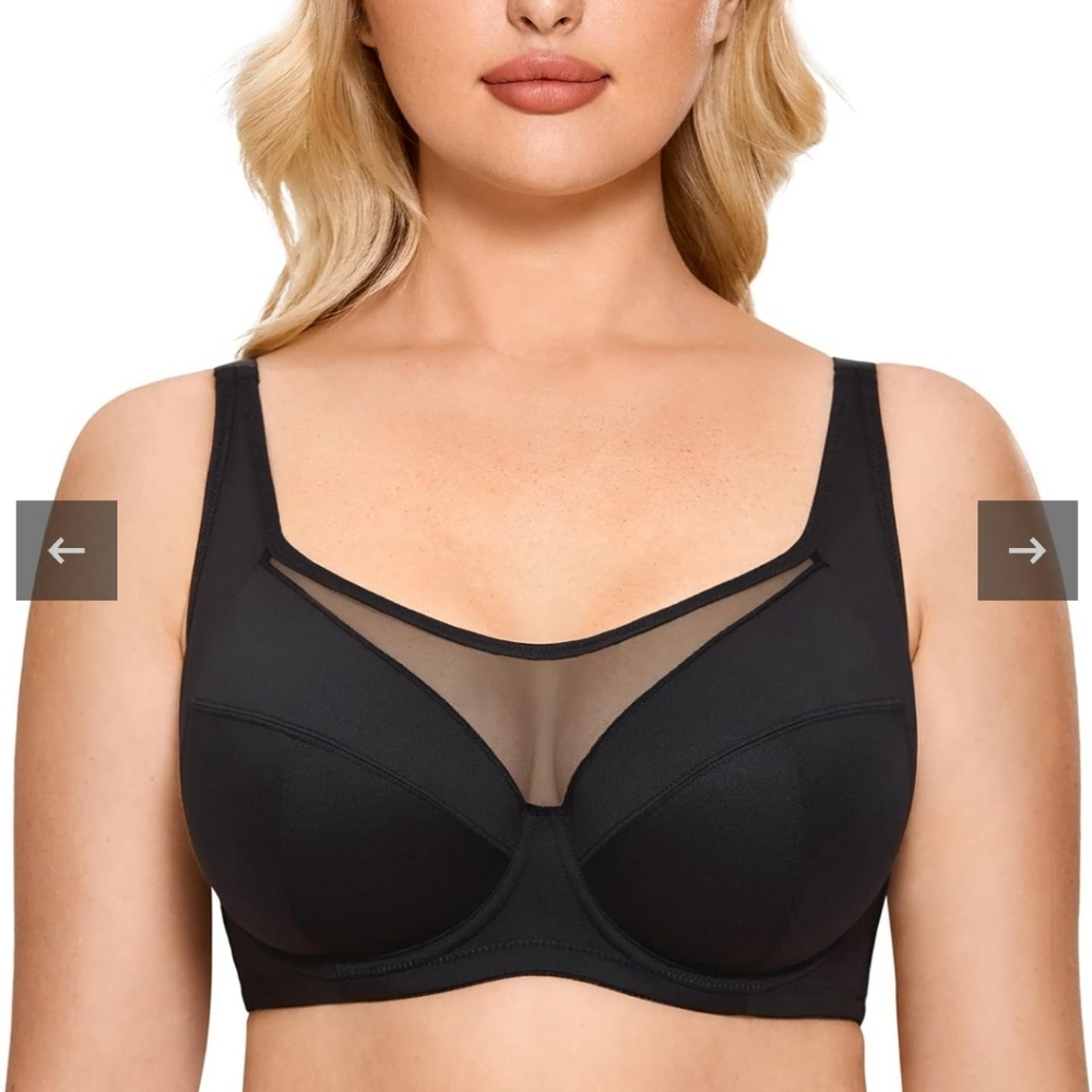DELIMIRA Women's Plus Size Bra Underwire Support Full Coverage Unlined Lace 34C